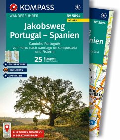 Cover KOMPASS Wanderführer Jakobsweg Portugal - Spanien, 25 Etappen mit Extra-Tourenkarte