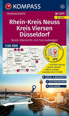 Cover KOMPASS Fahrradkarte 3211 Rhein-Kreis Neuss, Kreis Viersen, Düsseldorf 1:50.000