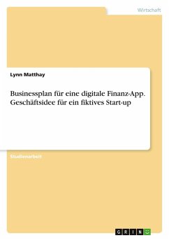 Cover Businessplan für eine digitale Finanz-App. Geschäftsidee für ein fiktives Start-up