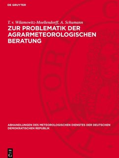 Cover Zur Problematik der agrarmeteorologischen Beratung
