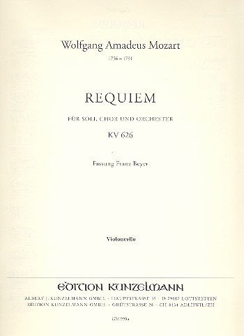Requiem d-Moll KV626 für Soli, Chor und Orchester Violoncello