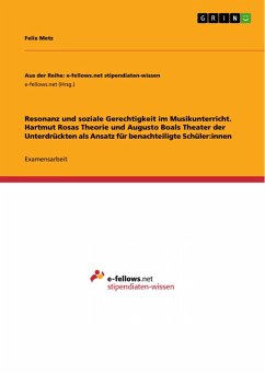 Resonanz und soziale Gerechtigkeit im Musikunterricht. Hartmut Rosas Theorie und Augusto Boals Theater der Unterdrückten als Ansatz für benachteiligte Schüler:innen (eBook, PDF) Resonanz und soziale Gerechtigkeit im Musikunterricht. Hartmut Rosas Theorie und Augusto Boals Theater der Unterdrückten als Ansatz für benachteiligte Schüler:innen (eBook, PDF)