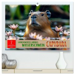 Capybara - liebenswertes großes Wasserschwein (hochwertiger Premium Wandkalender 2025 DIN A2 quer), Kunstdruck in Hochglanz