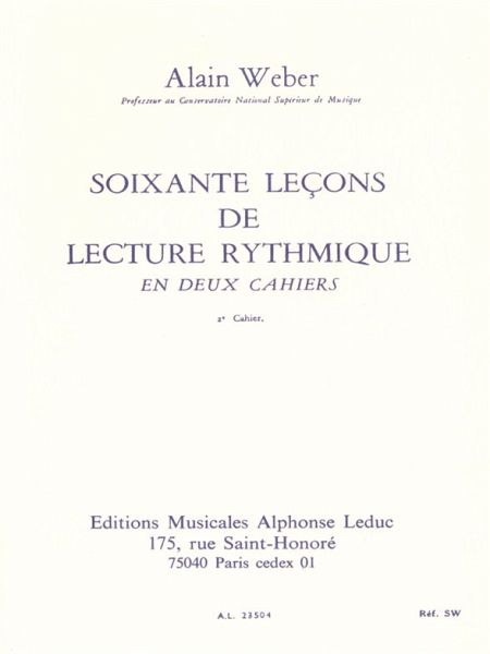 WEBER A. 60 LECONS LECTURE RYTHMIQUE -2 VOLUME 2