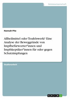 Allheilmittel oder Teufelswerk? Eine Analyse der Beweggründe von Impfbefürworter*innen und Impfskeptiker*innen für oder gegen Schutzimpfungen Allheilmittel oder Teufelswerk? Eine Analyse der Beweggründe von Impfbefürworter*innen und Impfskeptiker*innen für oder gegen Schutzimpfungen