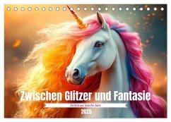 Zwischen Glitzer und Fantasie-Einhörner durchs Jahr (Tischkalender 2025 DIN A5 quer), CALVENDO Monatskalender