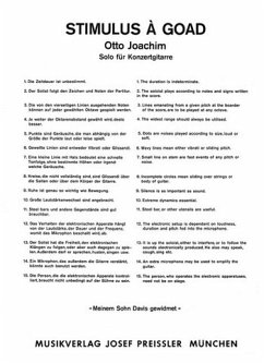 Cover Otto Joachim Stimulus ŕ Goad Gitarre Spielpartitur
