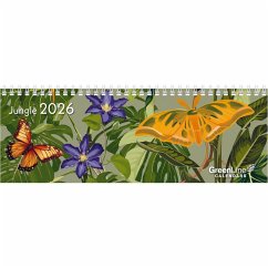 Cover Tischquerkalender Jungle 2026 - hübsches Blumendesign - 29,7 x 10,5 cm - Spiralbindung - mit viel Platz für Einträge