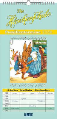 Cover Familienplaner Häschenschule 2026 - Familien-Timer 22x45 cm - mit Ferienterminen - 5 Spalten - Wand-Planer
