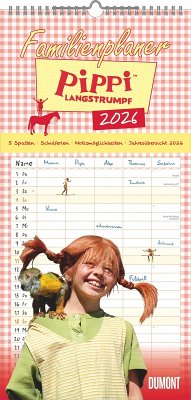 Cover Familienplaner Pippi Langstrumpf 2026 - Familien-Timer 22x45 cm - mit Ferienterminen - 5 Spalten