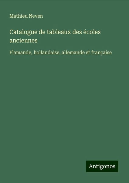 Catalogue de tableaux des écoles anciennes