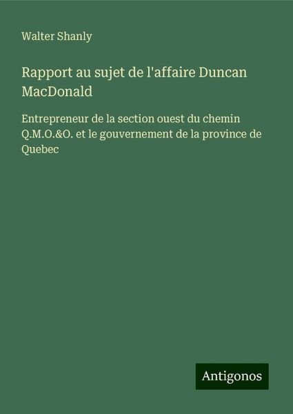 Rapport au sujet de l'affaire Duncan MacDonald