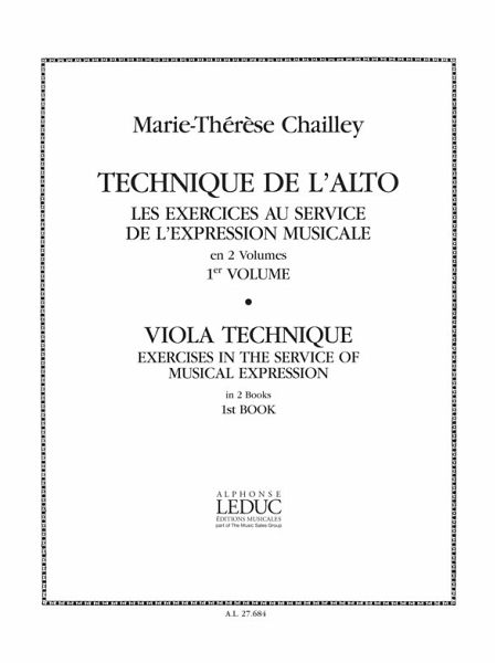 Technique de l'alto vol.1 Les exercices au service de l'expression musicale (en/fr)