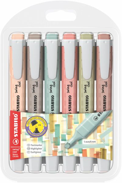Textmarker - STABILO swing cool NatureCOLORS - 6er Pack - 6 Farben