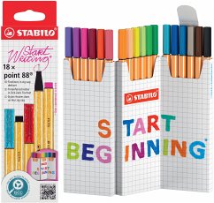 Cover Fineliner - STABILO point 88 - 18er Zick-Zack-Tischset - 18 Farben