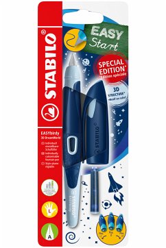 Schulfüller ergonomisch für Linkshänder mit Anfänger-Feder A - STABILO EASYbirdy 3D DreamWorld Special Edition in blau - inkl. Patrone