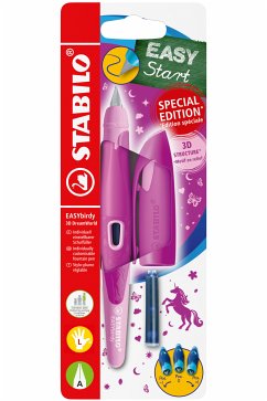Schulfüller ergonomisch für Linkshänder mit Anfänger-Feder A - STABILO EASYbirdy 3D DreamWorld Special Edition in pink - inkl. Patrone