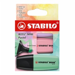 Cover Textmarker - STABILO BOSS MINI Pastel – 3er Pack - Schimmer von Lila, rosiges Rouge, Hauch von Minzgrün