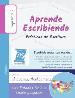 Cover Prácticas de Escritura - Estados y Capitales de los Estados Unidos - Letra Imprenta, Nivel 2