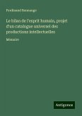 Le bilan de l'esprit humain, projet d'un catalogue universel des productions intellectuelles