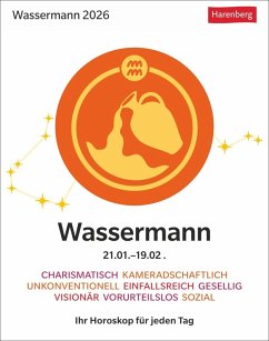 Cover Wassermann Sternzeichenkalender 2026 - Tagesabreißkalender - Ihr Horoskop für jeden Tag