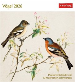 Cover Vögel Postkartenkalender 2026 - Postkartenkalender mit 53 historischen Zeichnungen