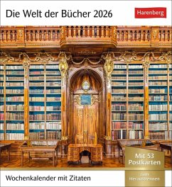 Cover Die Welt der Bücher Postkartenkalender 2026 - Wochenkalender mit 53 Literaturpostkarten