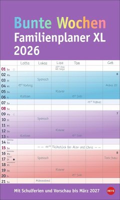 Bunte Wochen Familienplaner XL 2026