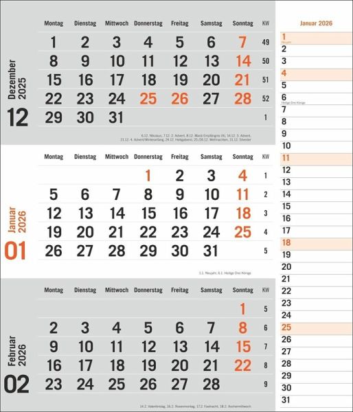 times&more 3-Monatsplaner, orange 2026
