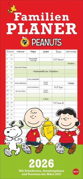 Peanuts Familienplaner 2026 Peanuts Familienplaner 2026