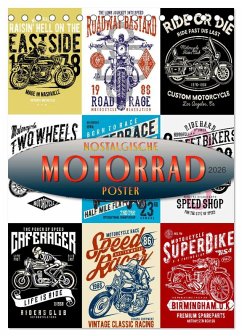 Cover Motorrad - nostalgische Poster (Tischkalender 2026 DIN A5 hoch), CALVENDO Monatskalender