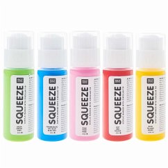 Cover Squeeze Marker, 5x60ml Regenbogen Set (Gelb / Pink / Rot / Himmelblau / Grün)