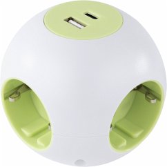 Cover REV PowerGlobe Steckdosenwürfel 4-fach USB weiß-gr.1,4m015408112