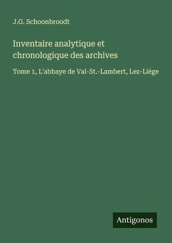 Cover Inventaire analytique et chronologique des archives