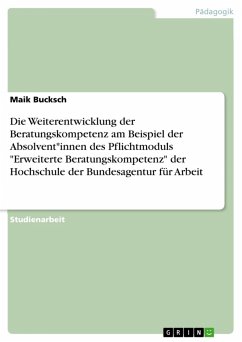 Die Weiterentwicklung der Beratungskompetenz am Beispiel der Absolvent*innen des Pflichtmoduls "Erweiterte Beratungskompetenz" der Hochschule der Bundesagentur für Arbeit (eBook, PDF) Die Weiterentwicklung der Beratungskompetenz am Beispiel der Absolvent*innen des Pflichtmoduls "Erweiterte Beratungskompetenz" der Hochschule der Bundesagentur für Arbeit (eBook, PDF)