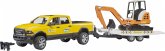 Bruder 02546 RAM 2500 Power Wagon Rental Service + Anhänger + Minibagger
