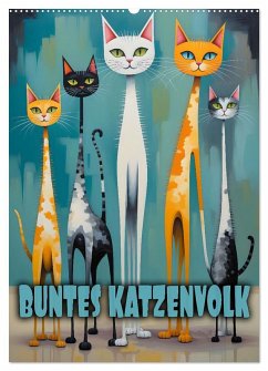 Buntes Katzenvolk (Wandkalender 2026 DIN A2 hoch), CALVENDO Monatskalender