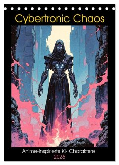 Cover Cybertronic Chaos: Anime-inspirierte KI- Charaktere (Tischkalender 2026 DIN A5 hoch), CALVENDO Monatskalender