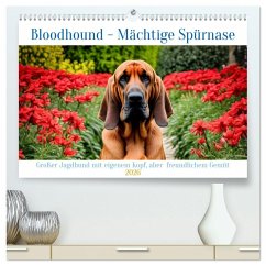 Cover Bloodhound - Mächtige Spürnase (hochwertiger Premium Wandkalender 2026 DIN A2 quer), Kunstdruck in Hochglanz