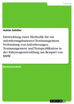 Entwicklung einer Methodik für ein anforderungsbasiertes Testmanagement. Verbindung von Anforderungen, Testmanagement und Testspezifikation in der Fahrzeugentwicklung am Beispiel von BMW (eBook, PDF) Entwicklung einer Methodik für ein anforderungsbasiertes Testmanagement. Verbindung von Anforderungen, Testmanagement und Testspezifikation in der Fahrzeugentwicklung am Beispiel von BMW (eBook, PDF)