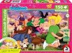 Schmidt 56542 - Bibi Blocksberg, Hexenrennen, Puzzle mit Poster, 150 Teile aus NATPAX® Graspappe