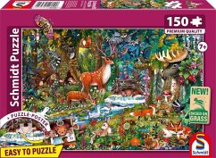Schmidt 56532 - Tiere in den Wäldern Europas, Puzzle mit Poster, 150 Teile aus NATPAX® Graspappe
