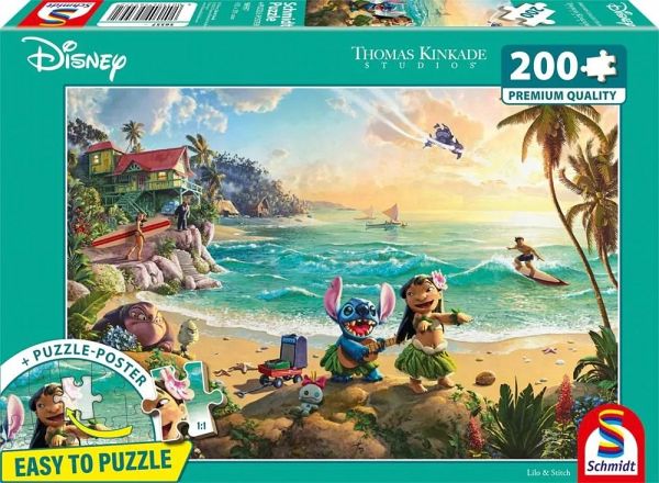 Schmidt 56557 - Disney, Lilo & Stitch, Puzzle mit Poster, 200 Teile aus NATPAX® Graspappe Schmidt 56557 - Disney, Lilo & Stitch, Puzzle mit Poster, 200 Teile aus NATPAX® Graspappe