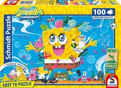 Schmidt 56545 - SpongeBob Schwammkopf, Abenteuer in Bikinibottom, Puzzle mit Poster, 100 Teile aus NATPAX® Graspappe