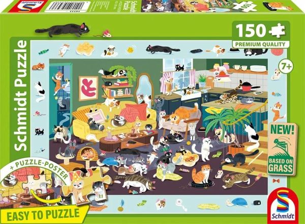 Schmidt 56533 - Lustiges Katzen-Gewimmel, Puzzle mit Poster, 150 Teile aus NATPAX® Graspappe Schmidt 56533 - Lustiges Katzen-Gewimmel, Puzzle mit Poster, 150 Teile aus NATPAX® Graspappe