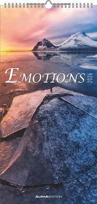 Cover Emotions 2026 - Streifenplaner 22 x45 cm - mit einer Spalte für Eintragungen und einer für Geburtstage - Familienkalender - Familienplaner - Achtsamkeit