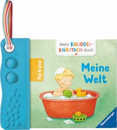 Cover Mein Knuddel-Knautsch-Buch: flip&pop. Meine Welt (mit Pop-it Beißleiste); weiches Stoffbuch, waschbares Badebuch, Babyspielzug ab 0 Monate, Sensorik Spielzeug aus Silikon
