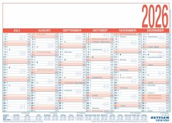 Arbeitstagekalender 2026 - A4 (29 x 21 cm) - 6 Monate auf 1 Seite - Tafelkalender - auf Pappe kaschiert - Jahresplaner - 908-1315