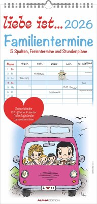 Cover liebe ist... 2026 Familientermine - Familien-Timer - Termin-Planer - Kinder-Kalender - Familien-Kalender - 22x45