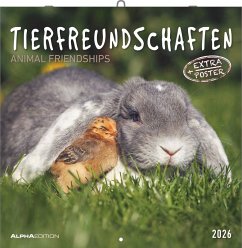 Cover Tierfreundschaften 2026 - Broschürenkalender 30x30 cm (30x60 geöffnet) - Kalender mit Platz für Notizen - Animal Friendships - Bildkalender - Planer